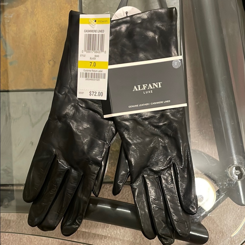 Alfani Luxe Black Leather Gloves